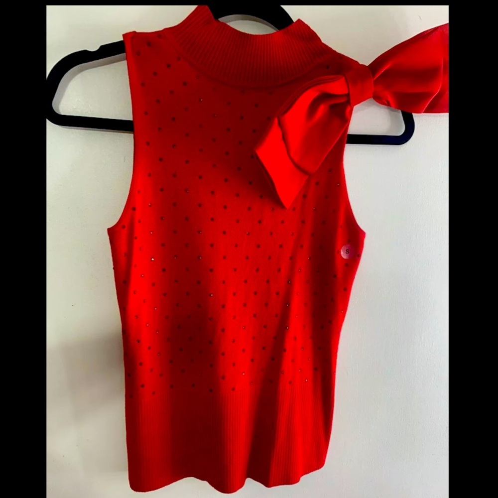 New york and company Bow Blouse Red Small